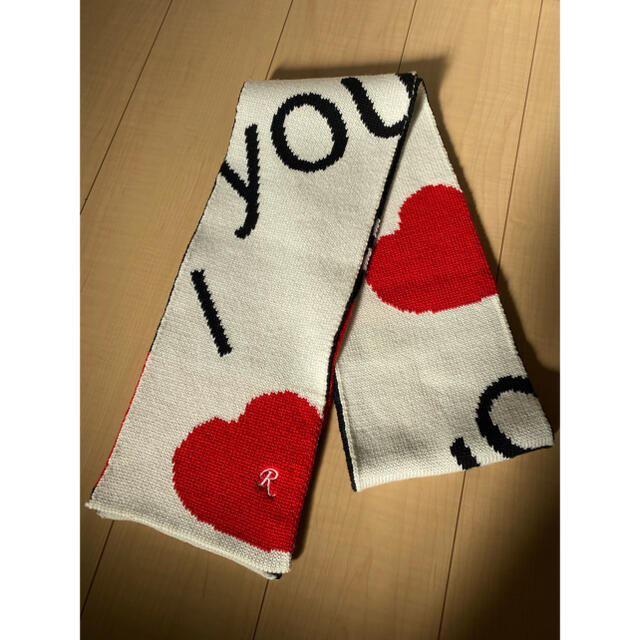 RAF SIMONS 「I Love You」マフラー ホワイト×レッド