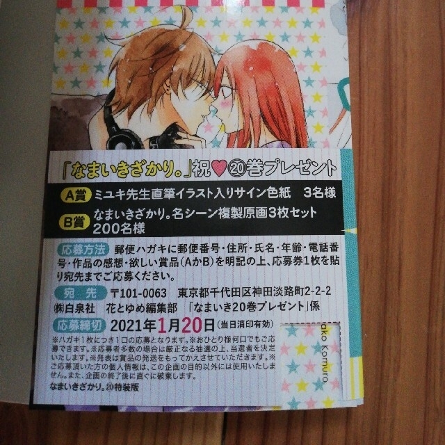白泉社(ハクセンシャ)のなまいきざかり。 きゅん増し番外編小冊子付き特装版 ２０ 特装版 エンタメ/ホビーの漫画(少女漫画)の商品写真
