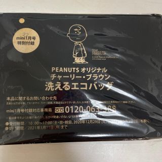 ピーナッツ(PEANUTS)のmini 一月号付録　チャーリーブラウン　エコバッグ(エコバッグ)