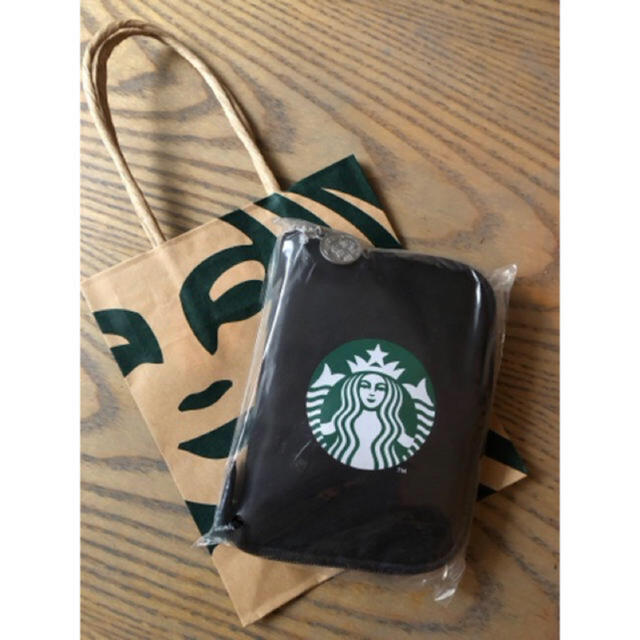 Starbucks Coffee(スターバックスコーヒー)のスターバックス　TO GO ポケッタブルエコバッグ　ブラック レディースのバッグ(エコバッグ)の商品写真