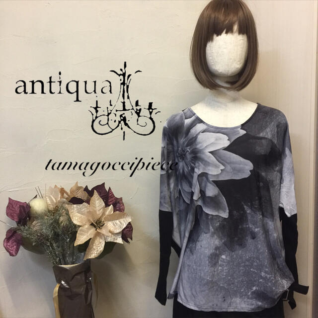 antiqua(アンティカ)のantiqua＊アンティカ＊ビッグデジタルフラワー柄ドルマントップス レディースのトップス(カットソー(長袖/七分))の商品写真