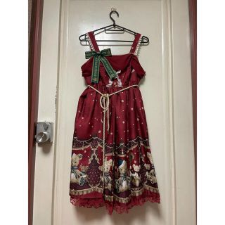 アンジェリックプリティー(Angelic Pretty)のAngelic Pretty Dream Bearジャンパースカート ワイン(ひざ丈ワンピース)