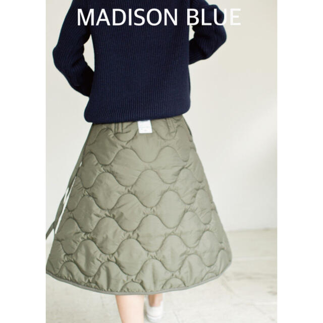 MADISON BLUE】キルティング FLARE SKIRT /カーキ 逆輸入 49.0%割引