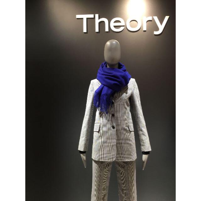 theory(セオリー)の新品タグ付　Theory　セオリー　カシミヤ100　マフラー　ブルー レディースのファッション小物(マフラー/ショール)の商品写真