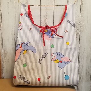 ディズニー(Disney)のラス1 ダンボ エコバッグ ドット　ハンドメイド　ディズニー　コンビニサイズ(エコバッグ)