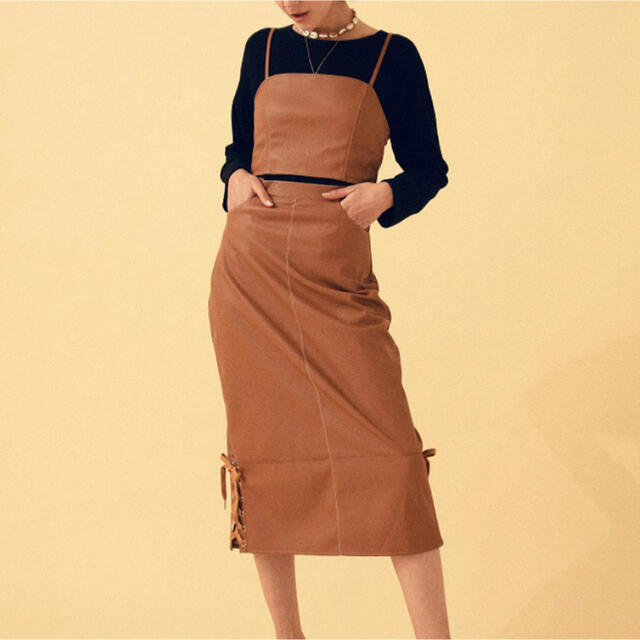 SeaRoomlynn(シールームリン)のsearoom lynn ステッチエコレザースカート レディースのスカート(ひざ丈スカート)の商品写真