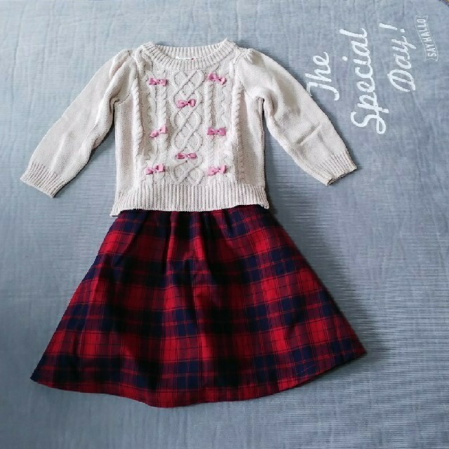 anyFAM(エニィファム)の淡いピンクのニット 100cm キッズ/ベビー/マタニティのキッズ服女の子用(90cm~)(ニット)の商品写真