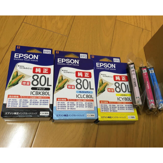 EPSON(エプソン)のエプソン純正インクカートリッジ　80L 増量タイプ！6色セット スマホ/家電/カメラのPC/タブレット(PC周辺機器)の商品写真