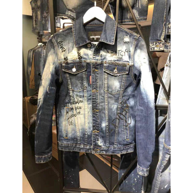 値下げ中！美品！dsquared2レザーデニムジャケット46袖丈81