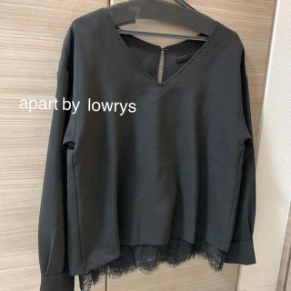 アパートバイローリーズ(apart by lowrys)の※再値下げ中 apart by lowrys＊レース重ねブラウスカットソー(黒)(カットソー(長袖/七分))