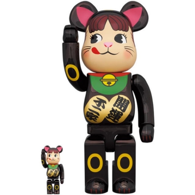 キャラクターグッズBE@RBRICK 招き猫 ペコちゃん 黒メッキ 100％