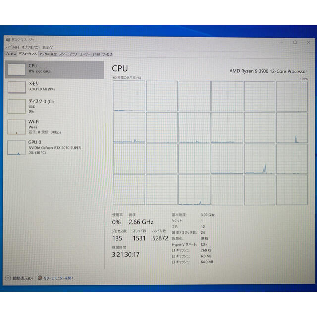 Ryzen9 3900/メモリ32G/SSD 500GB/Win10 pro