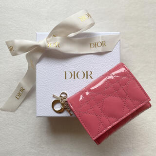 Christian Dior 三つ折り財布 LADY DIOR ロータス ピンク