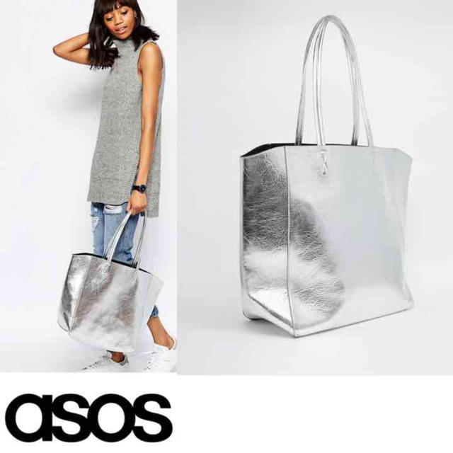 asos - 新品asos直輸入シルバートートバッグの通販 by beautysenka's