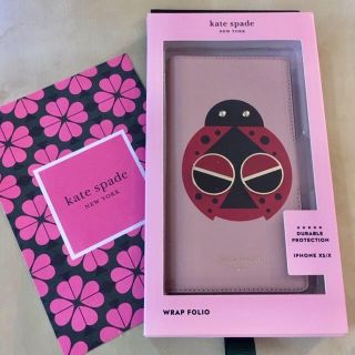 ケイトスペードニューヨーク(kate spade new york)のケイトスペード♠ 新品 iphoneX/XS 手帳ケース ラッキーてんとう虫(iPhoneケース)