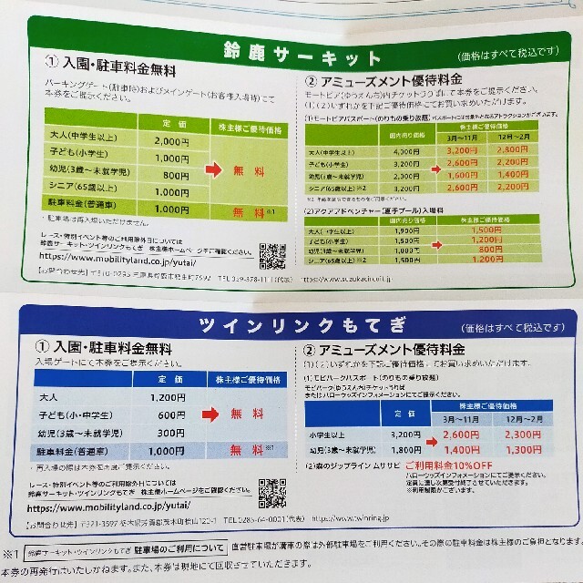 ホンダ(ホンダ)の鈴鹿サーキット、ツインリンクもてぎ優待券 チケットの施設利用券(遊園地/テーマパーク)の商品写真