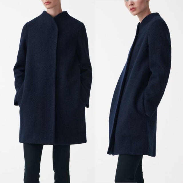 Cos コート　STAND COLLAR WOOL COAT ノーカラーコート