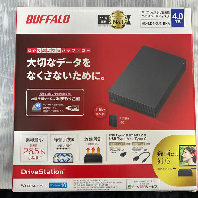 BUFFALO HD-LD4.0U3-BKA 4.0TBPC/タブレット
