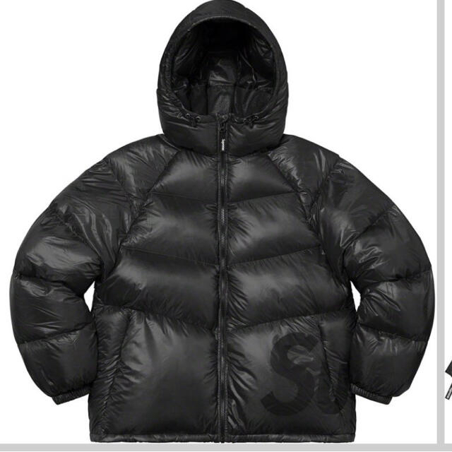 supreme hooded down jacket ブラック L