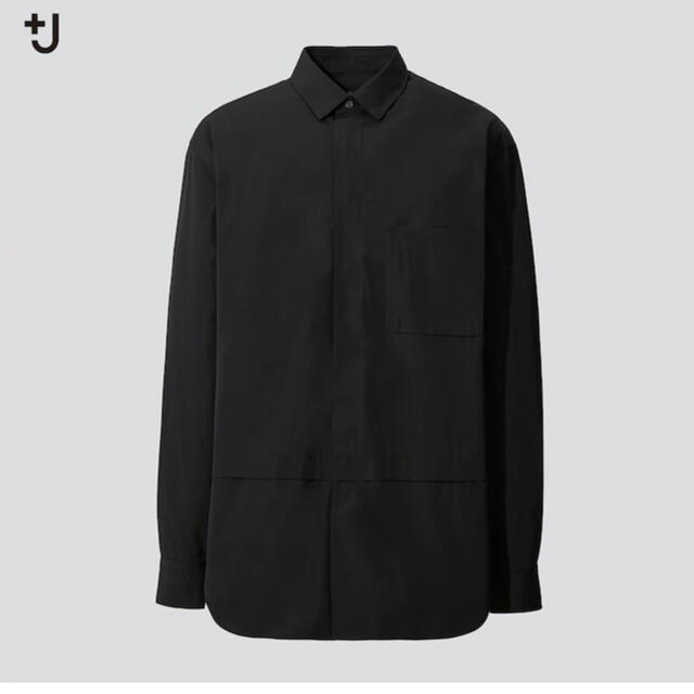 Jil Sander(ジルサンダー)のユニクロ　ジルサンダー　スーピマコットンオーバーサイズシャツ黒　M メンズのトップス(シャツ)の商品写真