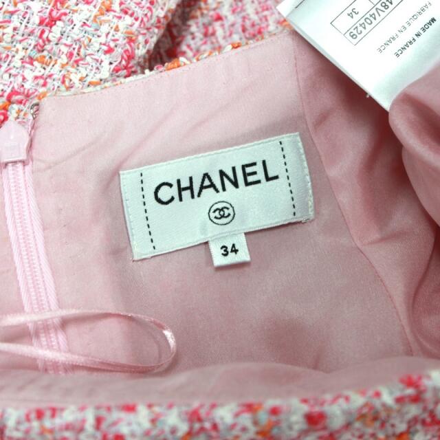 シャネル CHANEL アパレル 膝丈 16S スカート ツイード ピンク 美品 3