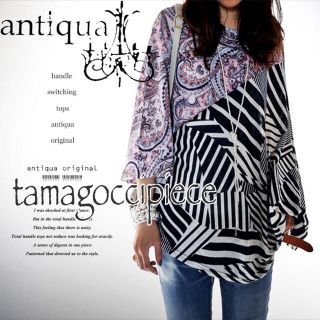 アンティカ(antiqua)のantiqua＊アンティカ＊ペイズリー×ゼブラ柄変形ドルマントップス(カットソー(長袖/七分))