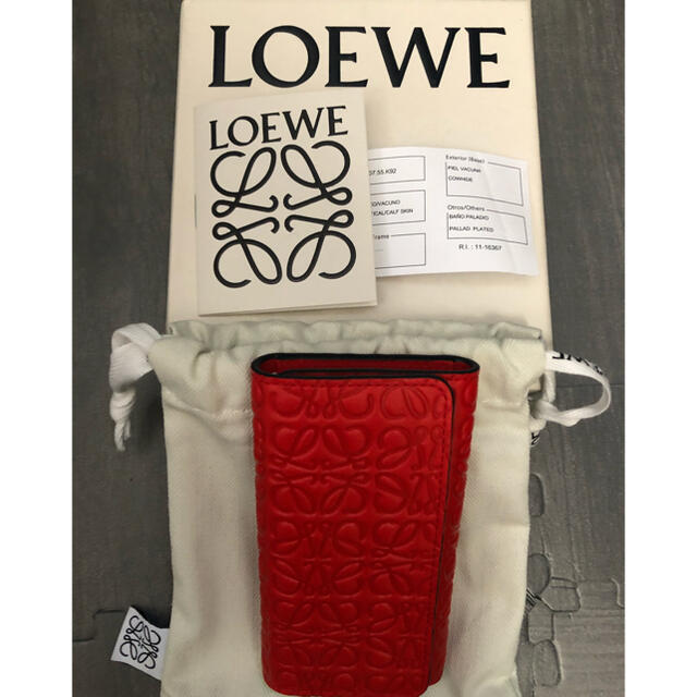 ロエベ キーケース LOEWE 6連 アナグラム プライマリーレッド