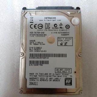 ヒタチ(日立)のHITACHI　HDD　640GB　2.5インチ　SATA　9.5mm(PCパーツ)