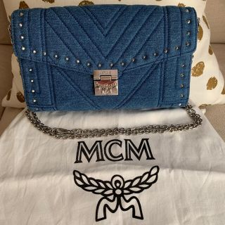 ショルダー】 未使用 MCM デニム スタッズ チェーン ショルダー