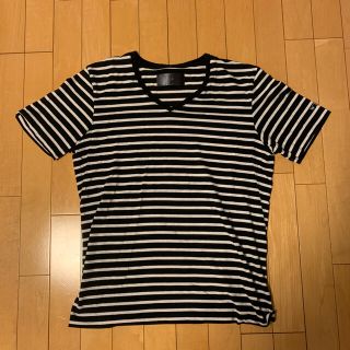 ダブルジェーケー(wjk)のwjk ボーダー Vネック カットソー サイズL(Tシャツ/カットソー(半袖/袖なし))