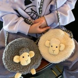 新商品♡羊さんポシェット♡グレー アイボリー♡夢かわいい♡原宿系♡キッズベビー(ポシェット)
