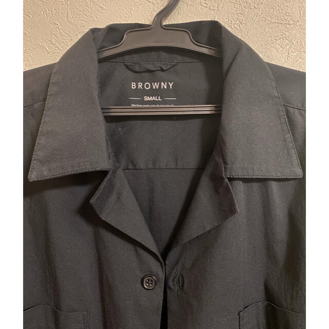 BROWNY(ブラウニー)のオープンカラーシャツ BROWNY ブラック Sサイズ メンズのトップス(シャツ)の商品写真