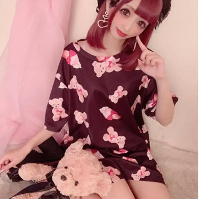 ソフトくりぃむくまちゃん♥Tシャツワンピ♥黒