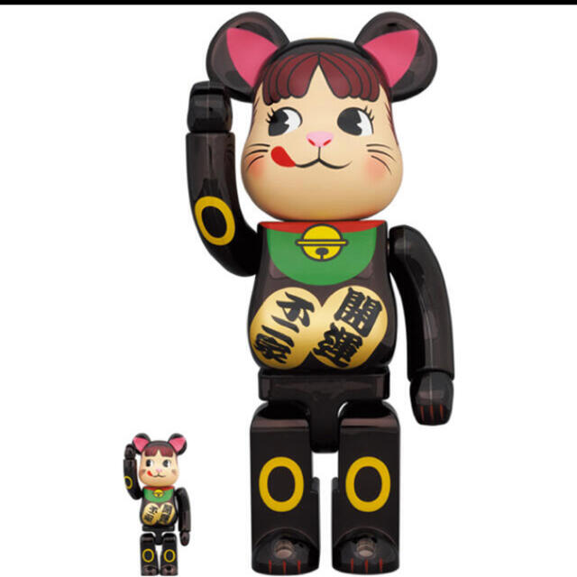 BE@RBRICK 招き猫 ペコちゃん 黒メッキ 100%&400%ベアブリック