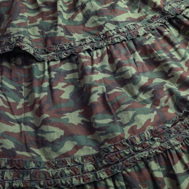 PINK HOUSE(ピンクハウス)のワンダフルワールド　レア　迷彩柄　ピコフリル　段々被せスカート レディースのスカート(ロングスカート)の商品写真