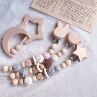 knit×wood 歯固めホルダー おしゃぶりホルダー(ベビーホルダー)