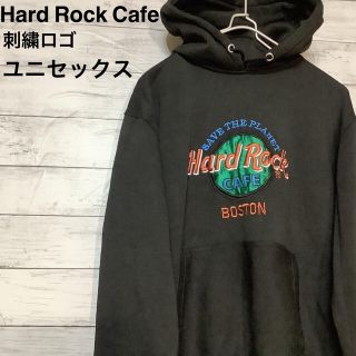 ☆Hard Rock Cafe ブラック刺繍パーカー　一点物　ユニセックス(スウェット)