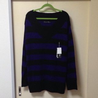☆ボーダーニットチュニックワンピース新品(ミニワンピース)