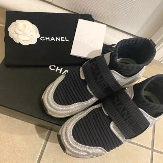 シャネル(CHANEL)の【専用】CHANEL*ソックススニーカー シルバー×ブラック38(スニーカー)