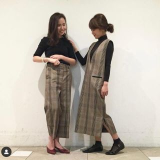 デミルクスビームス(Demi-Luxe BEAMS)のDemi-Luxe BEAMS Vネック チェックワンピース(ひざ丈ワンピース)