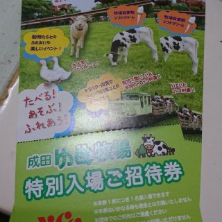 成田ゆめ牧場 招待券二枚(遊園地/テーマパーク)