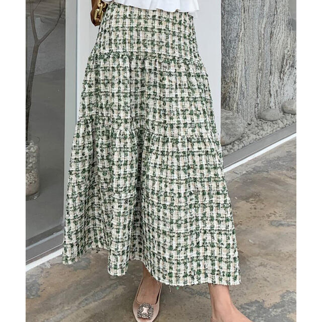 BIRTHDAYBASH  TWEED MIDI SKIRT GREEN