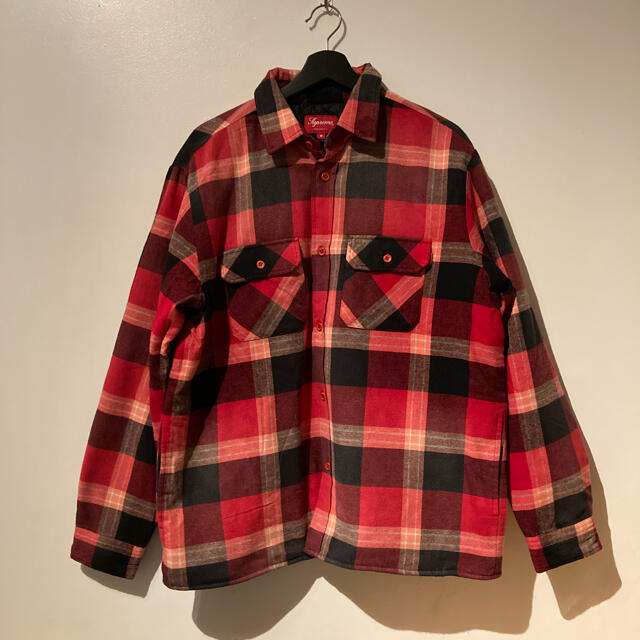 Supreme Quilted Flannel Shirt red M 1