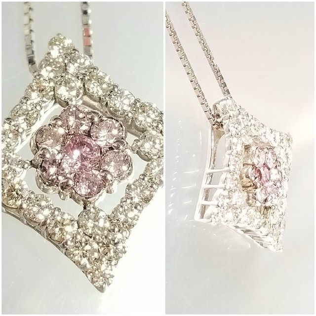 専用です♡美品18WG天然ピンクダイアモンド☆ペンダント☆0.327ct