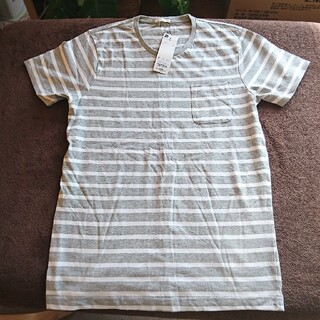 ジーユー(GU)のGU ボーダーTシャツ(グレー×ホワイト)(Tシャツ/カットソー(半袖/袖なし))