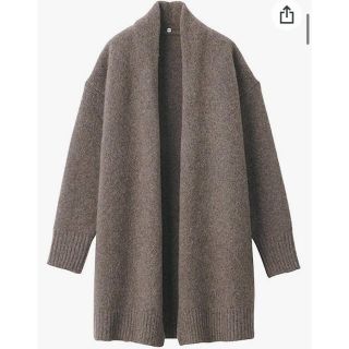 ムジルシリョウヒン(MUJI (無印良品))のヤクキャメル入り　ロングカーディガン Ｍ～Ｌ・ダークモカブラウン　新品(カーディガン)