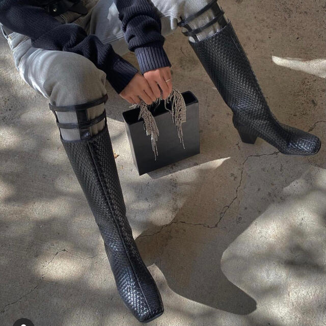 新品未使用Juemi.Lattice Long BootsブラックM | bombaytools.com