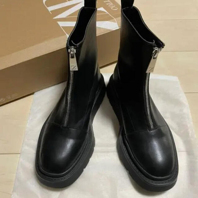 ZARA - ZARA ジッパーフラットアンクルブーツの通販 by HiMa's shop