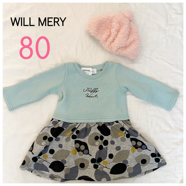 WILL MERY(ウィルメリー)の★新品★キッズ　女の子　ウィルメリー　裏起毛　トレーナー　ワンピース　80cm キッズ/ベビー/マタニティのベビー服(~85cm)(ワンピース)の商品写真