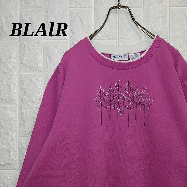 BLAIR レトロ スウェット トレーナー 刺繍 二重襟 オーバーサイズ レディースのトップス(トレーナー/スウェット)の商品写真